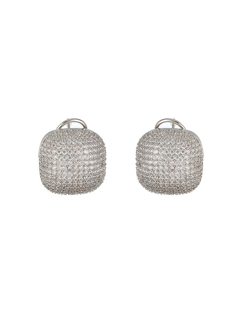 White Rhodium Zircon Square Studds Earring