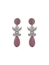 Red Ruby Studded Statement Oval Drop Earring