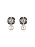 Silver Toned AD Blue Enamelled & Beaded Minimal Earring