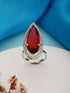 Silver Toned Red Ruby CZ Minimal Luxe Finger Ring