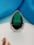 Silver Toned Green Zircon Minimal Finger Ring