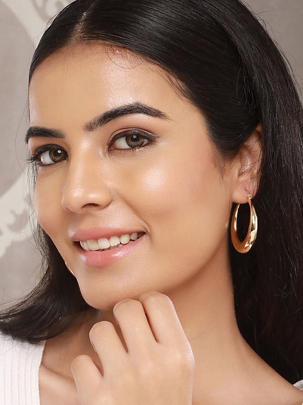 Anti-Tarnish Gold Plated U -Shaped Chunky Hoop Earrings