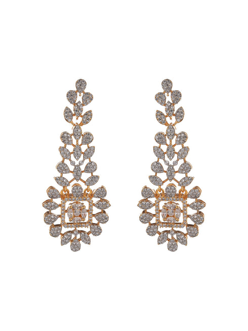 Gold Toned White CZ Studded designer Jewellery Set