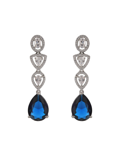 Silver Plated Pear Shaped CZ Studded luxe Minimal jewellery Set