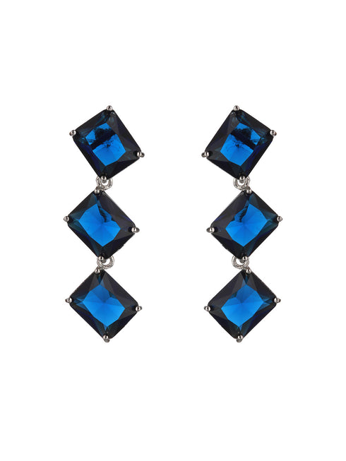 Silver Plated Blue CZ studded Minimal Jewellery Set