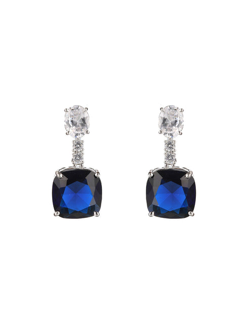 White Rhodium Blue CZ Studded Luxe Statement Jewellery Set