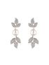 Silver Plated C Z Studded Pearl Floral Statement Jewellery Set