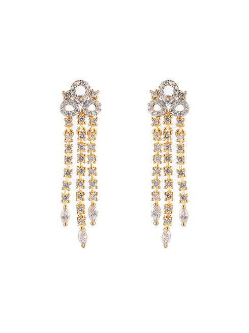Gold Polished White CZ Studded contemporary Jewellery set