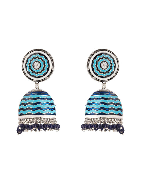 Blue Enamelled Handcrafted Jhumka Earrings