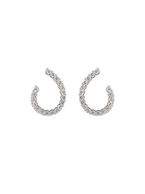 Silver Toned AD studded Hoop Earrings