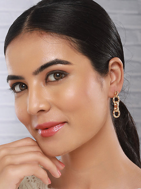 Anti-Tarnish 18k Gold Plated Criss Cross Dangling Link Earrings