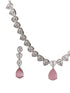 White Rhodium Pink AD Studded Luxe Minimal Jewellry Set