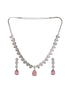 White Rhodium Pink AD Studded Luxe Minimal Jewellry Set