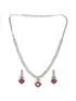 Silver Toned Red CZ Studded Minimal Designer jewellery Set