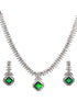Silver Plated Green CZ Studded Minimal Pendant jewellery Set