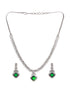 Silver Plated Green CZ Studded Minimal Pendant jewellery Set
