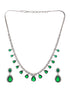 Rhodium Plated green CZ Studded Single Line Minimal Jewellery Set