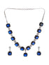 White Rhodium Blue CZ Studded Luxe Statement Jewellery Set