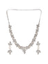 Silver Plated C Z Studded Pearl Floral Statement Jewellery Set