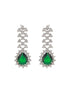 Silver Plated Emerald Green Zircon AD Studded Delicate Partywear Necklace Jewellery Set