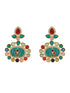 Gold plated Turquoise Blue Nav Ratan Kundan Floral Raanihaar Jewellery Set