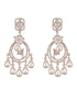Rose Gold Platedd Zircon Studded Pearl Beaded Luxe Contemporary Chandbali Earrings