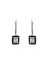 Anti-Tarnish Silver Plated Black Geaometric Hoops Minimal Dropdown Earrings