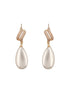 Gold Plated Tear Drop Pearl Studded Luxe Minimal Drop Earrings