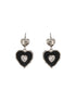 Anti-Tarnish Silver Plated Black Enamelled Heart Shaped Minimal Drop Down Studs Earrings