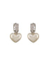 Anti-Tarnish Silver Plated Faux Pearl Studded Heart Shaped Small Minimal Hoop Earrings