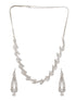 Silver Toned Zircon Studded Leaf Shaped Delicate Designer Necklace jewellerySet