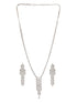 Silver Toned Ad Studded Quirky Drop Designer Wedding Partywear Jewellery Set