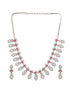 Silver Plated Ruby Red AD Studded Elegant Floral Designer Delicate Choker Jewellery Set