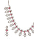 Silver Plated Ruby Red AD Studded Elegant Floral Designer Delicate Choker Jewellery Set
