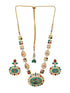 Gold plated Multicoloured Stones Studded Floral Double Layered Necklace Jewellery Set