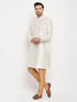 Men's Cream Cotton Silk Blend Kurta