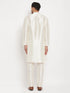 Men's Cream Cotton Silk Blend Kurta And Pant Style Pyjama Set
