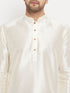 Men's Cream Cotton Silk Blend Kurta And Pant Style Pyjama Set