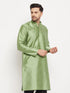 Men's Light Green Cotton Silk Blend Kurta