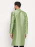 Men's Light Green Cotton Silk Blend Kurta