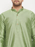 Men's Light Green Cotton Silk Blend Kurta