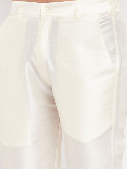 Men's Turquoise Blue Cotton Silk Blend Kurta And Pant Style Pyjama Set