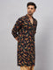 Men's Black Printed Kurta