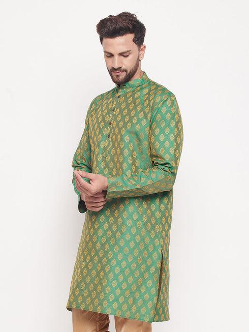 Men's Green Woven Kurta
