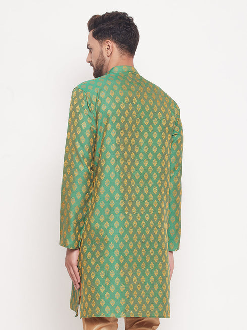 Men's Green Woven Kurta