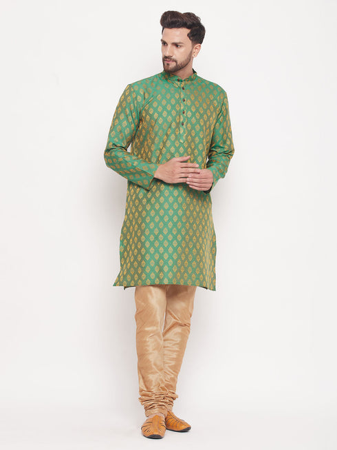 Men's Green Woven Kurta