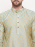 Men's Mint Green Woven Kurta