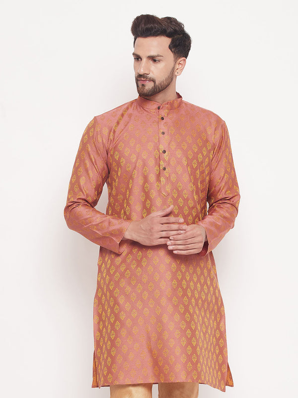 Men's Pink Woven Kurta