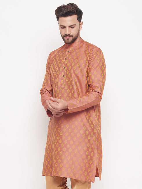 Men's Pink Woven Kurta