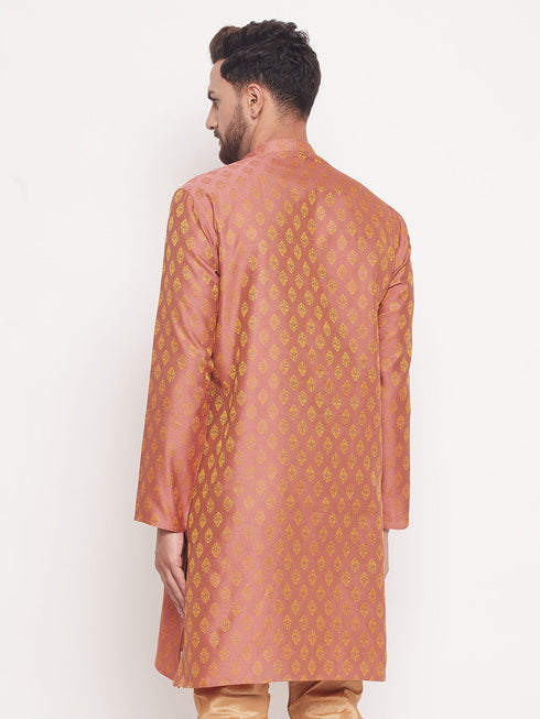 Men's Pink Woven Kurta